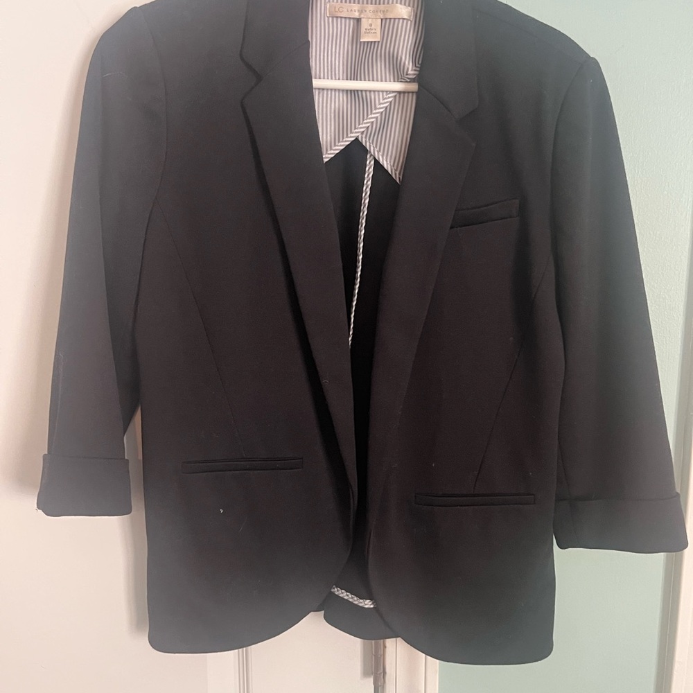 LC Lauren Conrad Black Blazer with Striped Lining